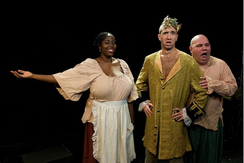 Paula Galloway as Lynetta, Luke Strandquist as Grumbelino (in disguise as Prince Trev Photo