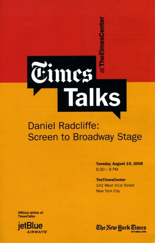 Photo Coverage: Times Talks Presents Daniel Radcliffe: Screen to Bway Stage Image