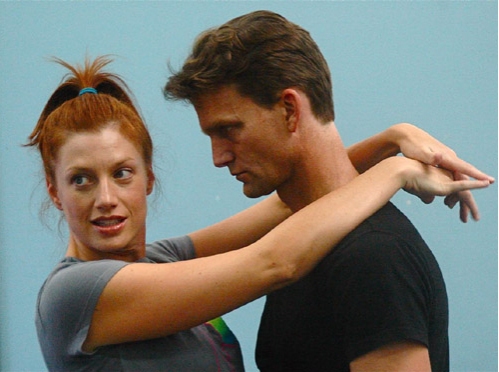 Jessica Philips and Jarrod Emick in rehearsal for Jack Murphy's Gods of Autumn at Hot Photo