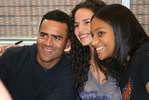 Christopher Jackson and Mandy Gonzalez and a smiling fan! Photo