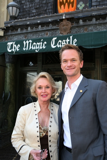Tippi Hedren and Magic Castle Board member Neil Patrick Harris in front of the Magic  Photo