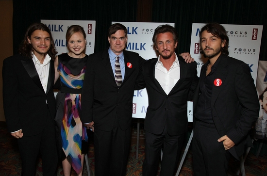 Emile Hirsch, Alison Pill, Gus Van Sant, Sean Penn and Diego Luna Photo