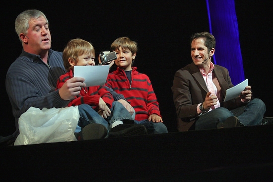 Gregory Jbara and his kids join Seth Rudetsky to introduce the judges Photo