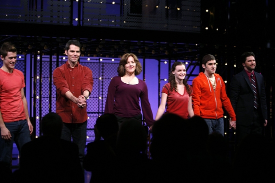 Aaron Tveit, J. Robert Spencer, Alice Ripley, Jennifer Damiano, Adam Chanler-Berat an Photo