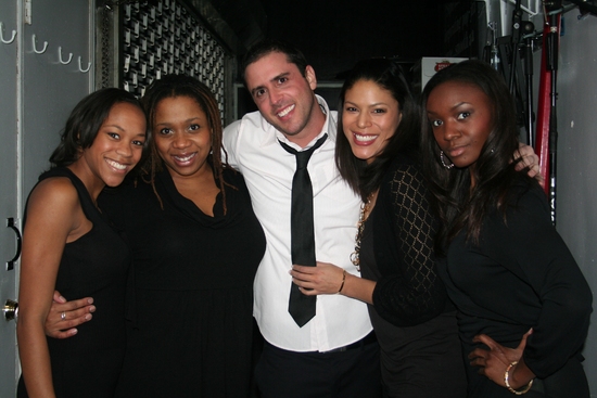 Scott Alan (center) with the Neverland Girls; Nikki M. James, Crystal Monee Hall, Mer Photo