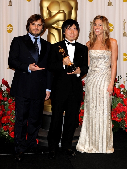 Jack Black, Kunio Kato and Jennifer Aniston Photo