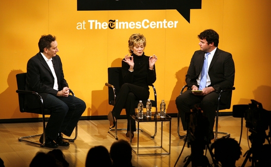 Jane Fonda, Moises Kaufman and Patrick Healy Photo