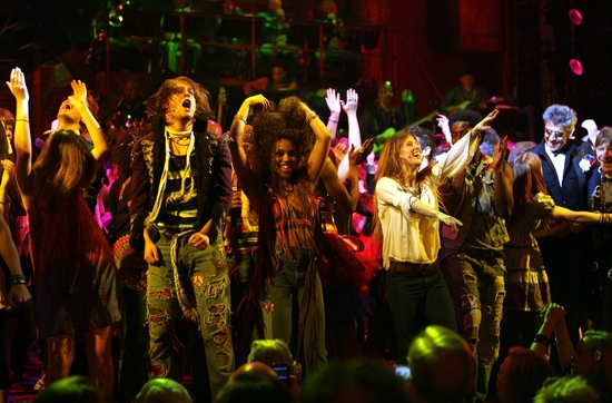 Tommy Tune with the ensemble cast including Theo Stockman, Sasha Allen and James Rado Photo