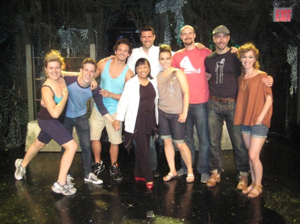 Baayork Lee (front, center) with Claire Neumann, Alex Wyse, Brandon Espinoza, Zak Sandler, Shelley Thomas, Lee Seymour, Wade McCollum and Lindsay Nicole Chambers at 