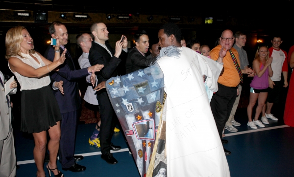 Rod Harrelson (Gypsy Robe Recipient) with Amanda Green, Jordan Roth, Lin-Manuel Miran Photo