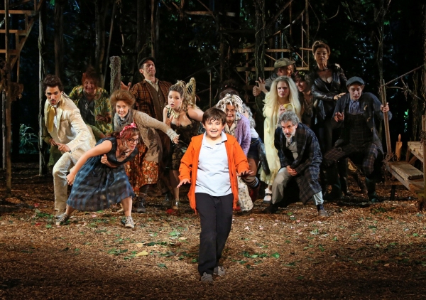 Jack Broderick (center) and the cast of the Shakespeare in the Park production of Int Photo
