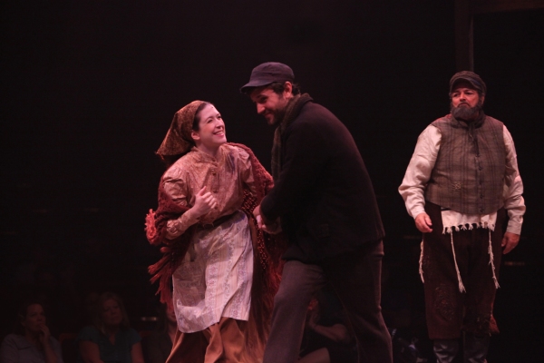 Leah Horowitz, Jordan Bondurant and Bob Amaral as Hodel, Perchik and Tevye Photo