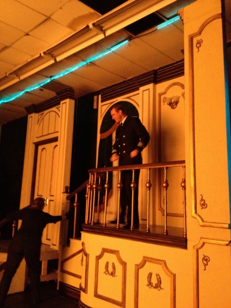 David Schmittou readies for HIS first entrance--while lip-synching to my onstage perf Photo