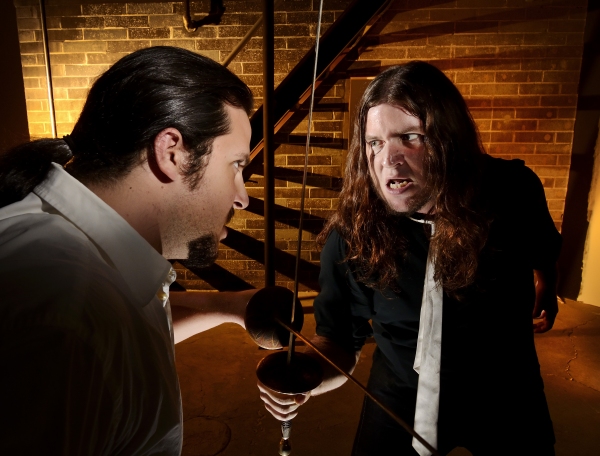  Geo Nikols as Hamlet and Brendon McClenahan in "Hamlet" by Table 8 Productions Photo