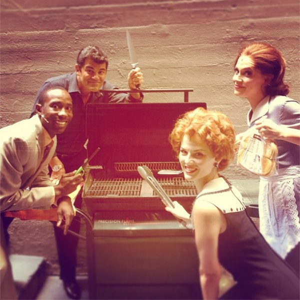 Photo Flash: Saturday Intermission Pics, Sept 1 - 'Barack Obama' Visits EVITA, 600 Shows for MORMON and More! Image