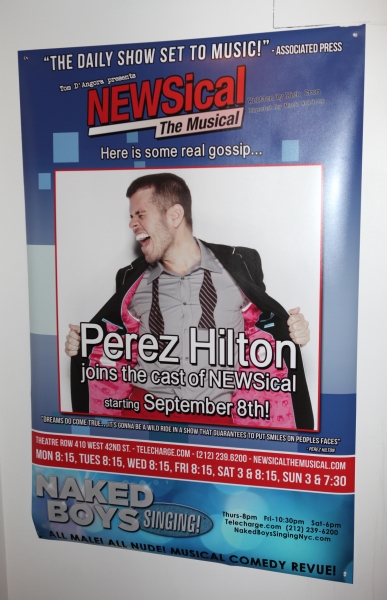 Poster at the Opening Night Performance of Perez Hilton in 'NEWSical The Musical' Photo