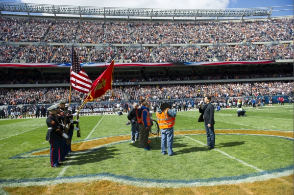 Photo Flash: LUCY's Bill Mendieta Performs National Anthem at Bears Game 