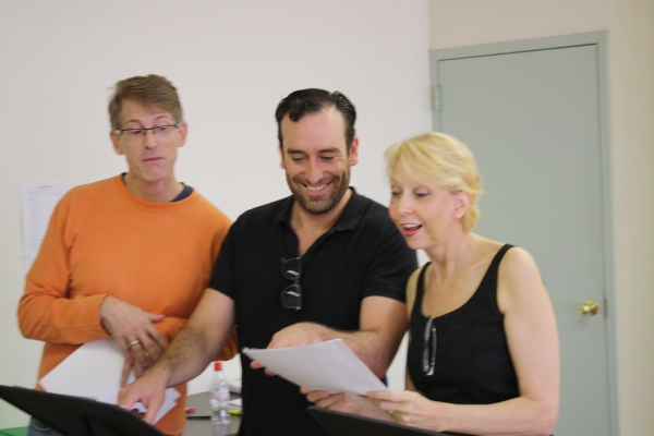 Dick Scanlan, Chris Hoch and Julie Halston rehearse "Dinner Napkins" Photo