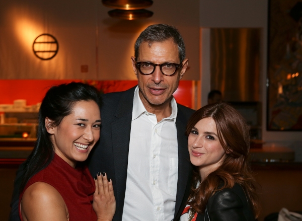 From left, cast members Jennifer Ikeda, Jeff Goldblum and Aya Cash pose during the pa Photo