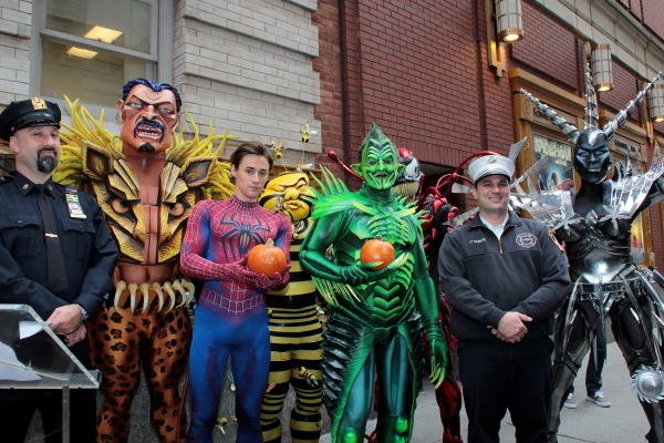 Robert Cuccioli, Reeve Carney and the villains of Spider-Man with the NYPD and NYFD Photo