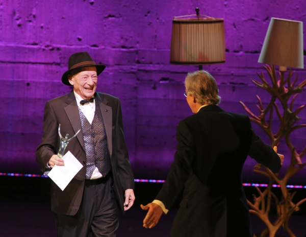 From left, Alan Mandell, Lead in a Play for his role as Estragon in 