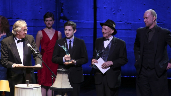 From left, Barry McGovern accepts the Ovation on behalf of the rest of the cast of 