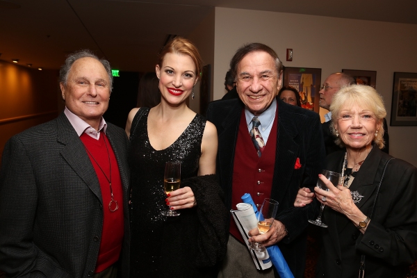 From left, Budd Friedman, cast member Rachel York, Richard Sherman and wife Elizabeth Photo