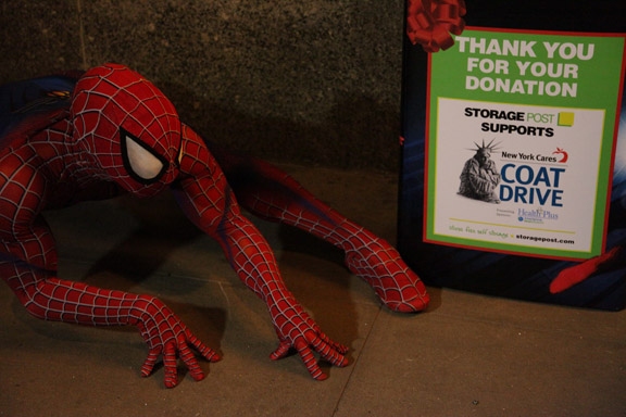 Photo Flash: SPIDER-MAN's Foxwoods Theatre Acts as New York Cares Coat Drive Collection Site, Now thru 12/31 Image