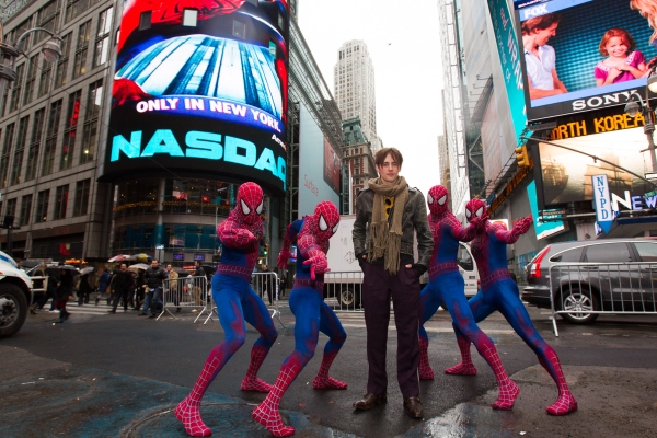 Photo Flash: Reeve Carney and SPIDER-MAN Cast Ring NASDAQ Bell! Image
