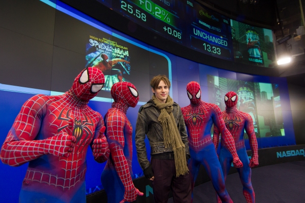 Photo Flash: Reeve Carney and SPIDER-MAN Cast Ring NASDAQ Bell! Image