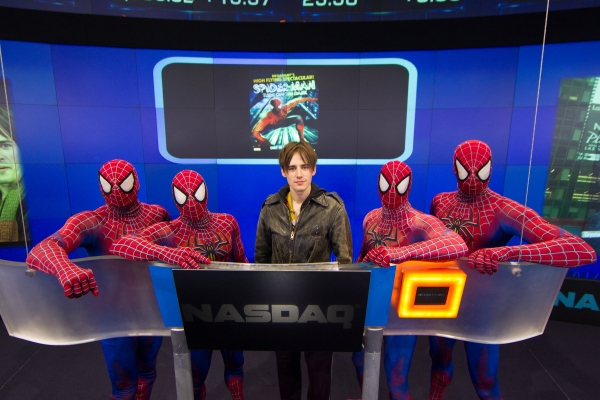Photo Flash: Reeve Carney and SPIDER-MAN Cast Ring NASDAQ Bell! Image