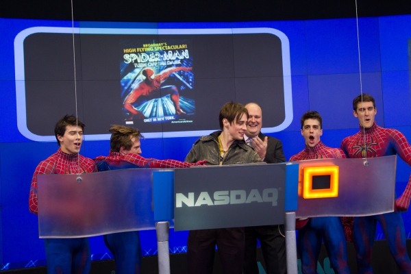 Photo Flash: Reeve Carney and SPIDER-MAN Cast Ring NASDAQ Bell! Image