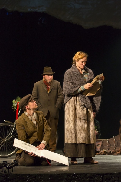 Andrew Veenstra as Albert, Todd Cerveris as Ted and Angela Reed as Rose Photo