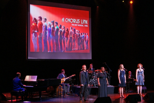 Chris Marlowe at the piano, with performers Jason Graae, Lillias White, Karen Ziemba, Photo