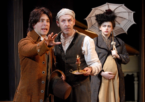 Andrew Iacovelli is Mozart, Ed Shea is Salieri, and Valerie Westgate is Constanze Photo