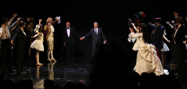 Hal Prince & Cameron Mackintosh with ensemble cast Photo