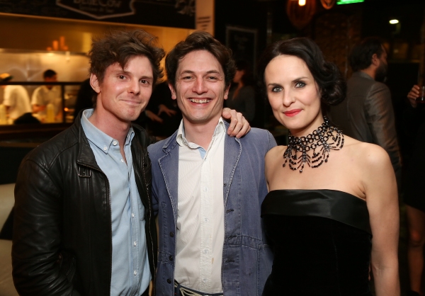 From left, cast members Oliver Bennett (plays Pete Best), Dominic Rouse and Leanne Be Photo