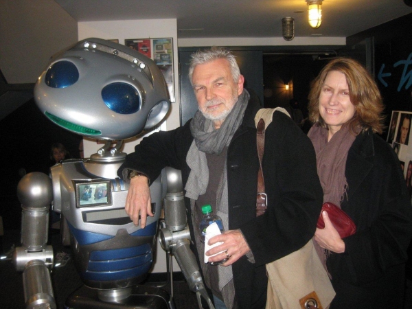Robot Millenna with playwright Richard Manely and his wife Photo
