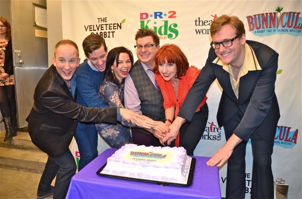 Cast Cutting the Cake Celebration Prescott Seymour, John Garry Ashley Campana, Robert Photo