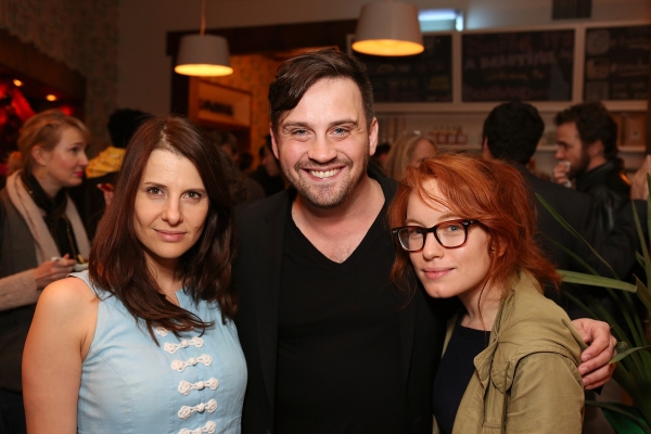 From left, actress Mia Barron, Playwright Daniel Talbott and Maria Thayer pose during Photo