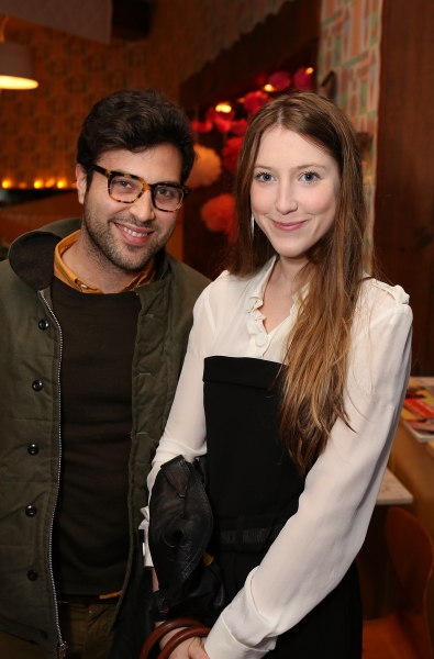 From left, playwright Jonathan Caren and Carmela Corbett pose during a reception for  Photo