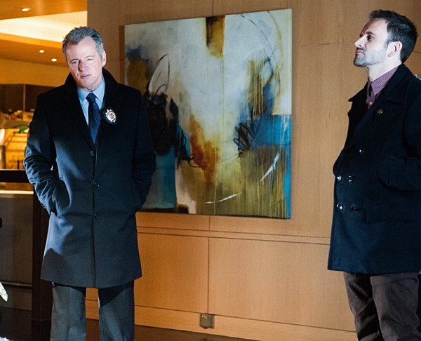 "Possibility Two"-- Sherlock (Jonny Lee Miller, right) and Gregson (Aidan Quinn, left Photo
