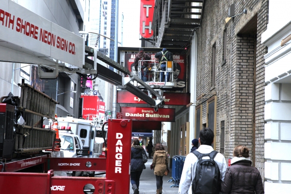 Exclusive Photo Coverage: Quick Switch - Ben Foster Replaces Shia LaBeouf on ORPHANS Theatre Marquee  Image