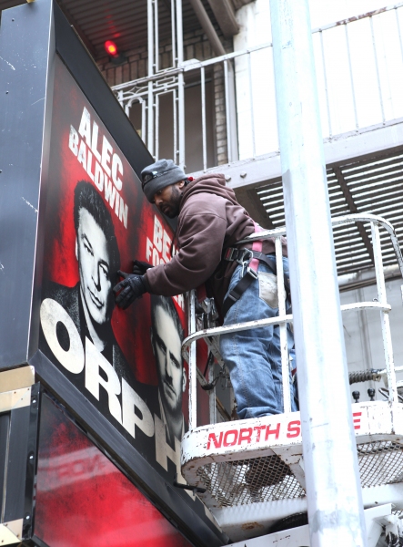 Exclusive Photo Coverage: Quick Switch - Ben Foster Replaces Shia LaBeouf on ORPHANS Theatre Marquee  Image