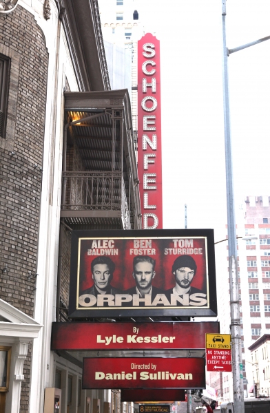 Exclusive Photo Coverage: Quick Switch - Ben Foster Replaces Shia LaBeouf on ORPHANS Theatre Marquee  Image