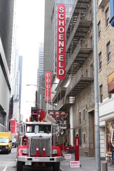 Exclusive Photo Coverage: Quick Switch - Ben Foster Replaces Shia LaBeouf on ORPHANS Theatre Marquee  Image