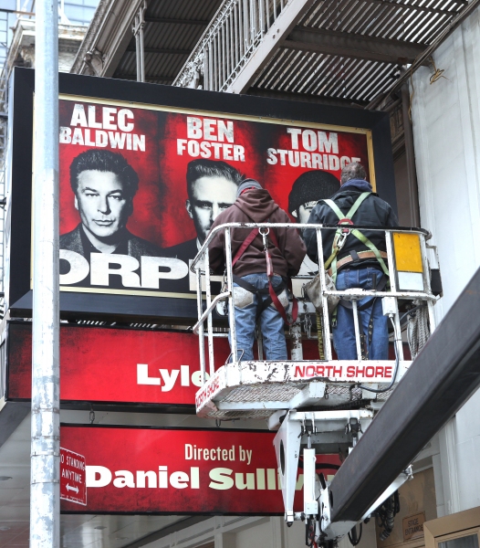 Exclusive Photo Coverage: Quick Switch - Ben Foster Replaces Shia LaBeouf on ORPHANS Theatre Marquee  Image