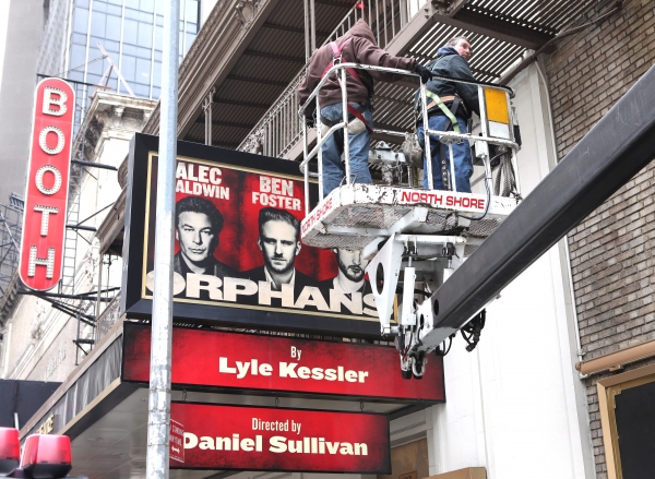 Exclusive Photo Coverage: Quick Switch - Ben Foster Replaces Shia LaBeouf on ORPHANS Theatre Marquee  Image