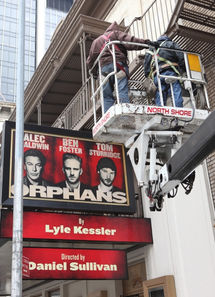 Exclusive Photo Coverage: Quick Switch - Ben Foster Replaces Shia LaBeouf on ORPHANS Theatre Marquee  Image