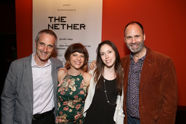 Director Neel Keller, playwright Jennifer Haley, producing associate Lindsay Allbaugh Photo
